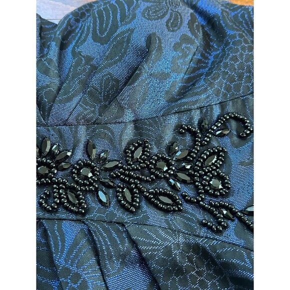 Maggy London Size 2 Women's Black & Blue Glitter Cocktail Party Dress Beadwork - Picture 3 of 6